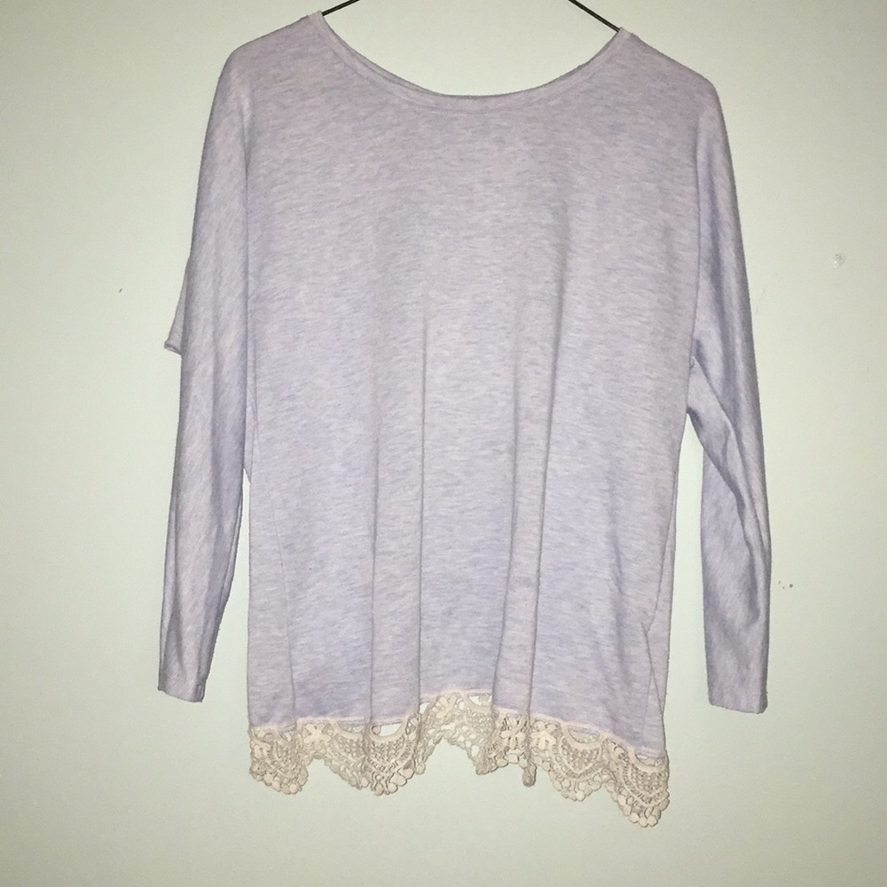 Super cute light blue lace trimmed long sleeve